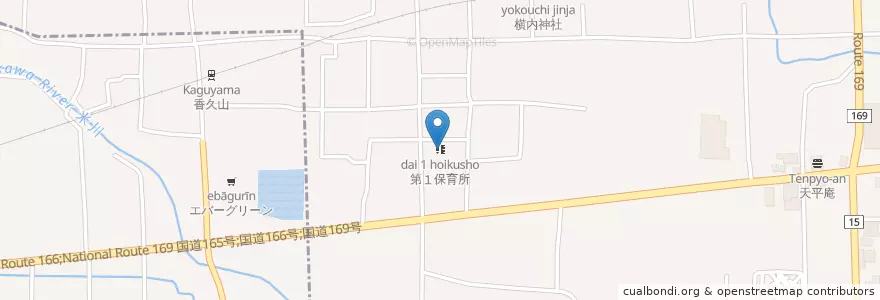 Mapa de ubicacion de 第１保育所 en Jepun, 奈良県, 桜井市.