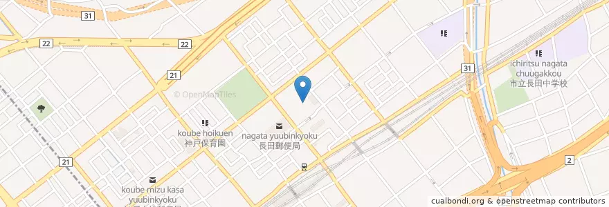 Mapa de ubicacion de 細田保育所 en ژاپن, 兵庫県, 神戸市, 長田区.