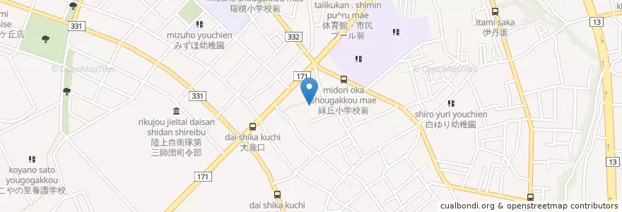 Mapa de ubicacion de 緑幼稚園 en اليابان, 兵庫県, 伊丹市.