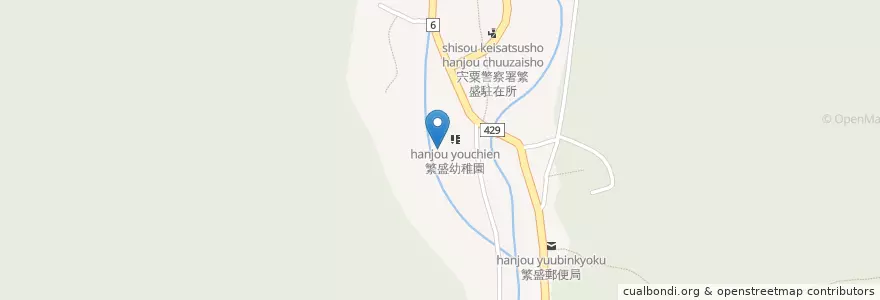 Mapa de ubicacion de 繁盛幼稚園 en Japonya, 兵庫県, 宍粟市.