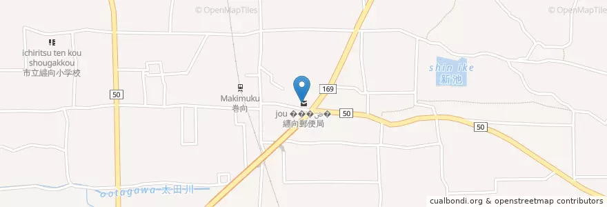 Mapa de ubicacion de 纒向郵便局 en 日本, 奈良県, 桜井市.