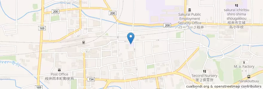 Mapa de ubicacion de 育成幼稚園 en ژاپن, 奈良県, 桜井市.