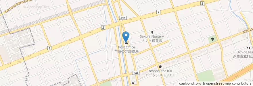 Mapa de ubicacion de 芦屋公光郵便局 en Japon, Préfecture De Hyōgo, 芦屋市.