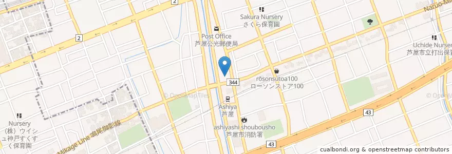 Mapa de ubicacion de 芦屋警察署 en Япония, Хёго, 芦屋市.