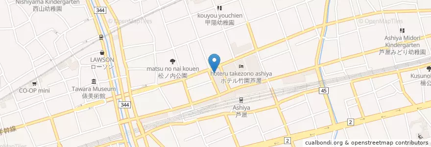 Mapa de ubicacion de 芦屋駅前郵便局 en Giappone, Prefettura Di Hyōgo, 芦屋市.