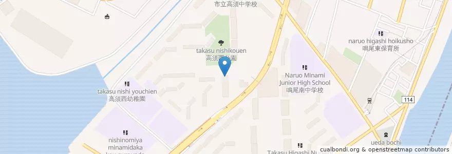 Mapa de ubicacion de 西宮高須郵便局 en Jepun, 兵庫県, 西宮市.