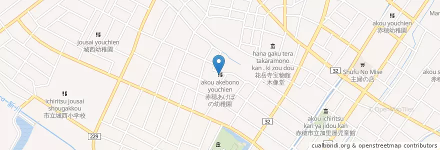 Mapa de ubicacion de 赤穂あけぼの幼稚園 en 日本, 兵库县/兵庫縣, 赤穂市.