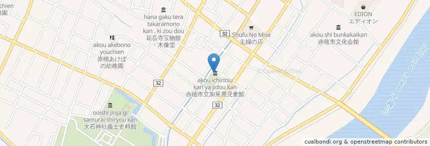 Mapa de ubicacion de 赤穂市立加里屋児童館 en 日本, 兵庫県, 赤穂市.