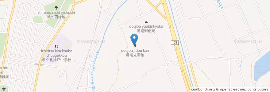 Mapa de ubicacion de 道場児童館 en Japonya, 兵庫県, 神戸市, 北区.