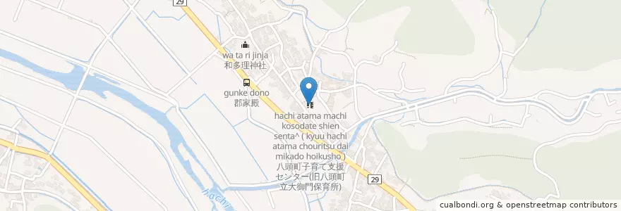 Mapa de ubicacion de 八頭町子育て支援センター(旧八頭町立大御門保育所) en Giappone, Prefettura Di Tottori, 八頭郡, 八頭町.