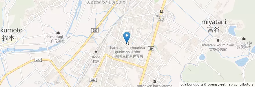Mapa de ubicacion de 八頭町立郡家保育所 en Japón, Prefectura De Tottori, 八頭郡, 八頭町.