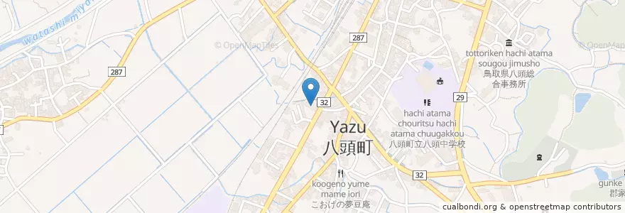 Mapa de ubicacion de 郡家郵便局 en Japonya, 鳥取県, 八頭郡, 八頭町.