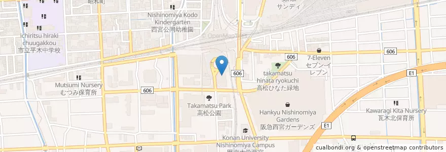 Mapa de ubicacion de 駅前なでしこ保育園 en 일본, 효고현, 니시노미야시.
