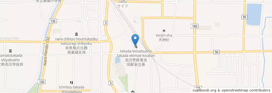 Mapa de ubicacion de 高田警察署高田駅前交番 en Japon, Préfecture De Nara, 大和高田市.
