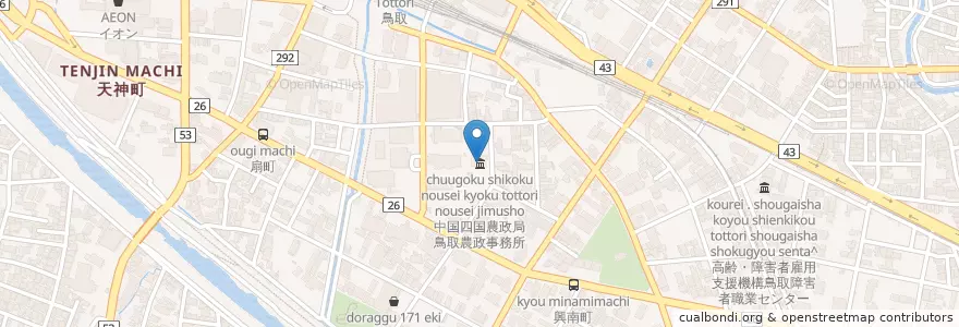 Mapa de ubicacion de 鳥取公共職業安定所 en ژاپن, 鳥取県, 鳥取市.