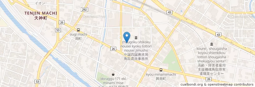 Mapa de ubicacion de 鳥取労働局 en 일본, 돗토리현, 鳥取市.