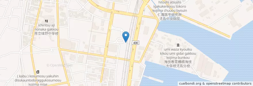 Mapa de ubicacion de 児島警察署児島駅交番 en Japan, Okayama Prefecture, Kurashiki.