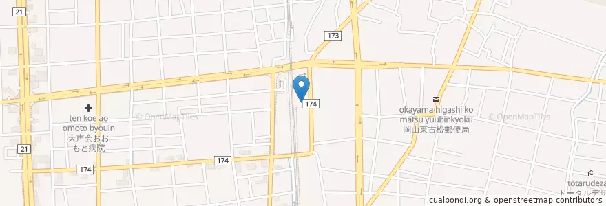 Mapa de ubicacion de 岡山西警察署大元駅前交番 en 日本, 冈山县, 冈山市, 北区.