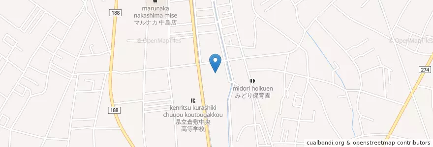Mapa de ubicacion de 市立南中学校 en ژاپن, 岡山県, 倉敷市.