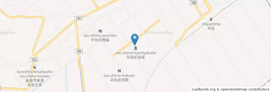 Mapa de ubicacion de 早島町役場 en 日本, 岡山県, 都窪郡, 早島町.