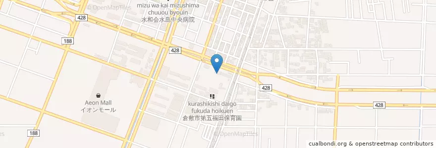 Mapa de ubicacion de 第五福田幼稚園 en Jepun, 岡山県, 倉敷市.