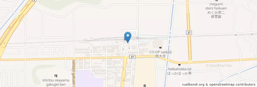 Mapa de ubicacion de 岡山東警察署西大寺駅前交番 en Giappone, Prefettura Di Okayama, 岡山市, 東区.