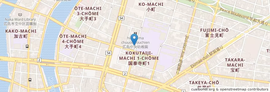 Mapa de ubicacion de 一ノ瀬病院 en Japão, 広島県, 広島市, 中区.