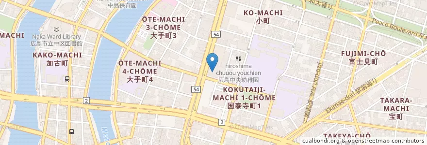 Mapa de ubicacion de 中区役所 en Jepun, 広島県, 広島市, 中区.