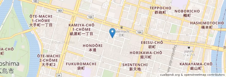 Mapa de ubicacion de 中沢内科病院 en 일본, 히로시마현, 広島市, 中区.