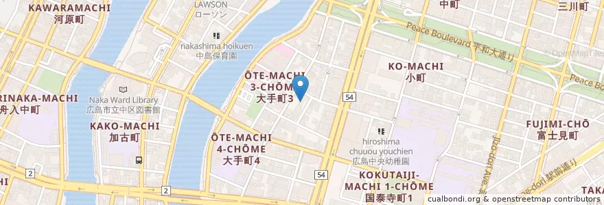 Mapa de ubicacion de 保育園ゆりかご en Japão, 広島県, 広島市, 中区.
