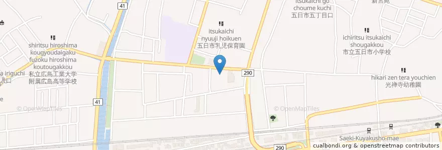 Mapa de ubicacion de 初仁会桧田病院 en Japan, Präfektur Hiroshima, Hiroshima, 佐伯区.