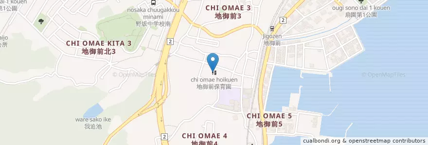 Mapa de ubicacion de 地御前保育園 en 日本, 広島県, 廿日市市.