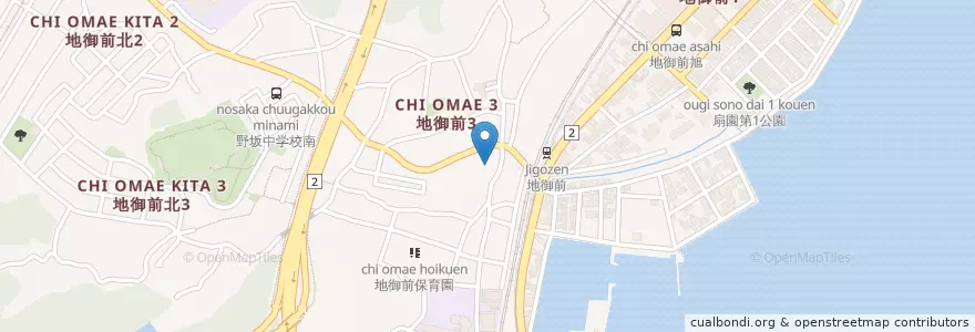 Mapa de ubicacion de 地御前郵便局 en 日本, 広島県, 廿日市市.