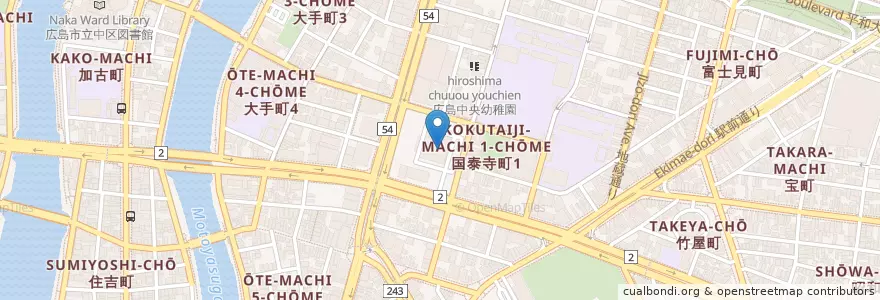 Mapa de ubicacion de 地方公務員災害補償基金広島市支部 en Japão, 広島県, 広島市, 中区.