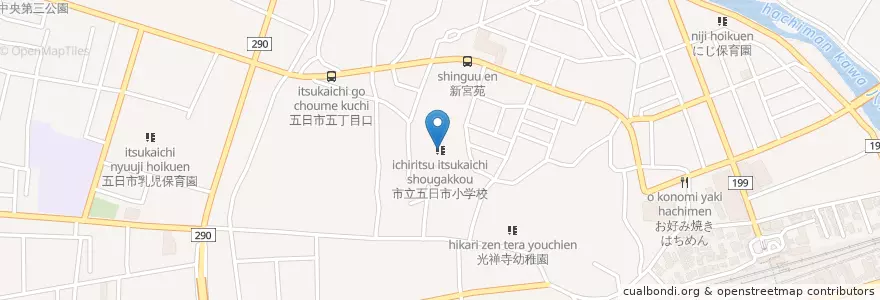 Mapa de ubicacion de 市立五日市小学校 en Japan, Präfektur Hiroshima, Hiroshima, 佐伯区.