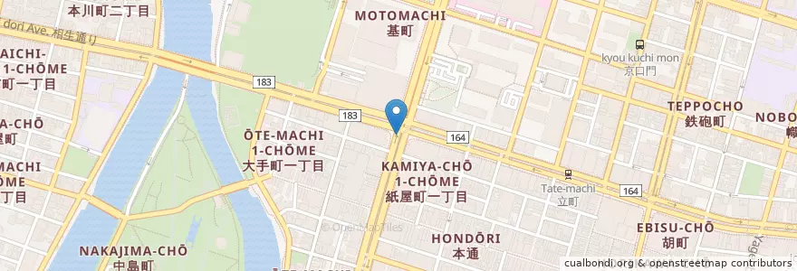 Mapa de ubicacion de 広島中央警察署シャレオ警備警察官派出所 en Japão, 広島県, 広島市, 中区.