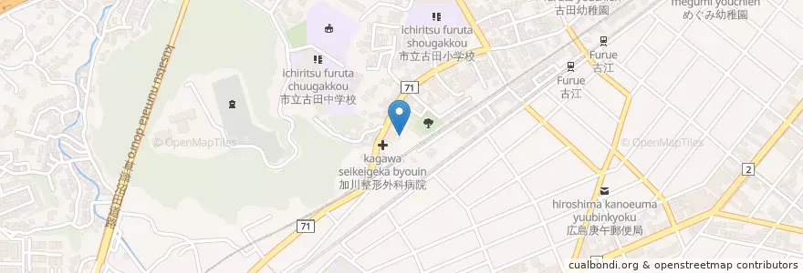 Mapa de ubicacion de 広島市古田児童館 en ژاپن, 広島県, 広島市, 西区.