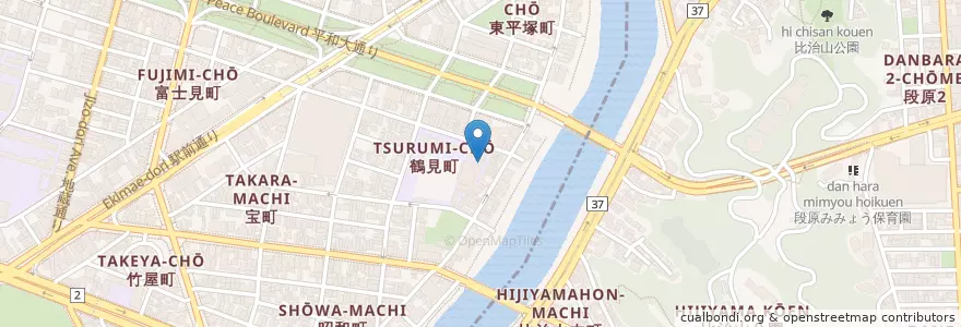 Mapa de ubicacion de 広島市竹屋児童館 en Japan, 広島県, Hiroshima, 中区, 南区.