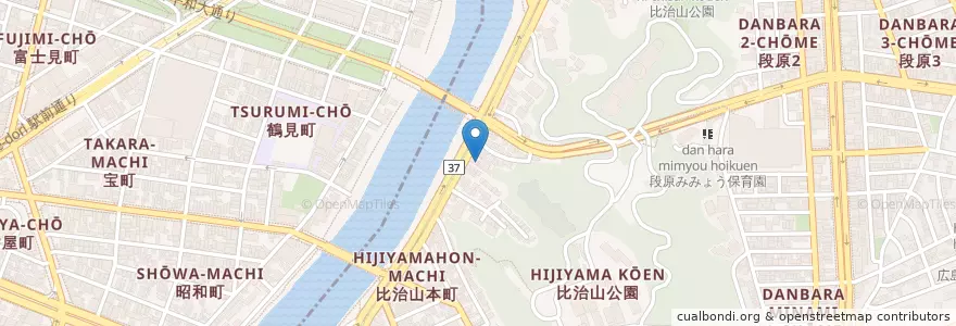 Mapa de ubicacion de 広島比治山本町郵便局 en Japan, 広島県, Hiroshima, 南区.