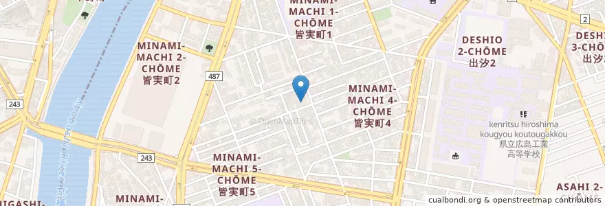 Mapa de ubicacion de 広島皆実町郵便局 en Japan, 広島県, Hiroshima, 南区.