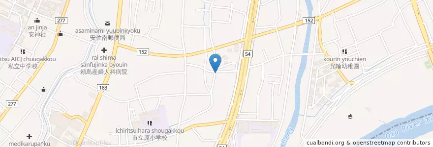 Mapa de ubicacion de 広島祇園原郵便局 en Jepun, 広島県, 広島市, 安佐南区.