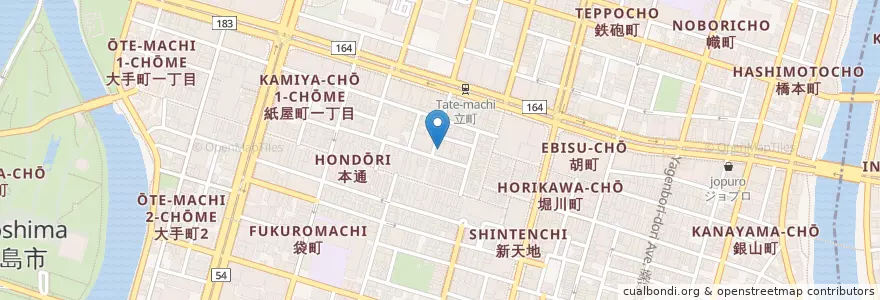 Mapa de ubicacion de 広島立町郵便局 en 日本, 広島県, 広島市, 中区.