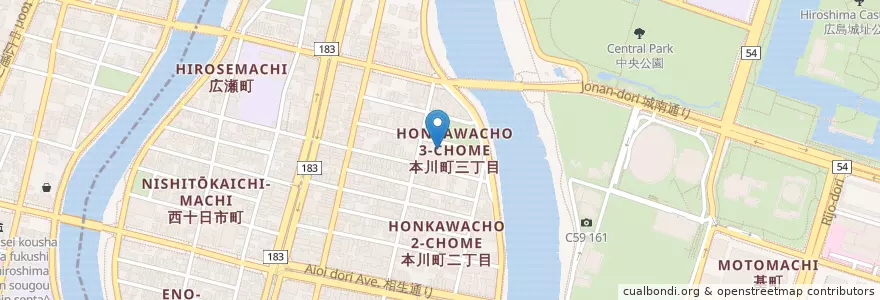 Mapa de ubicacion de 本川幼稚園 en Japão, 広島県, 広島市, 中区.