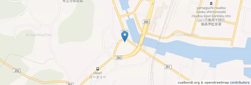 Mapa de ubicacion de 下関本村六郵便局 en Jepun, 山口県, 下関市.