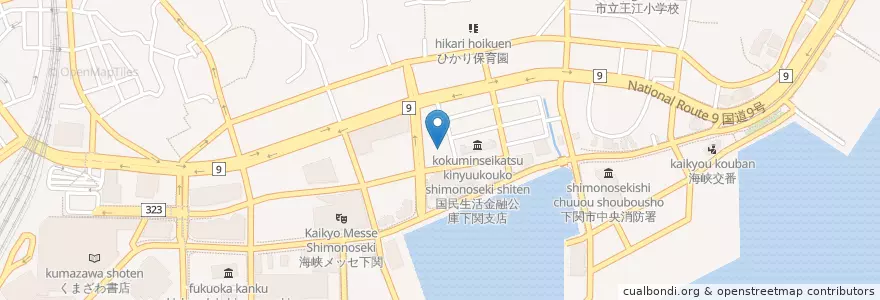 Mapa de ubicacion de 下関警察署 en 日本, 山口県, 下関市.