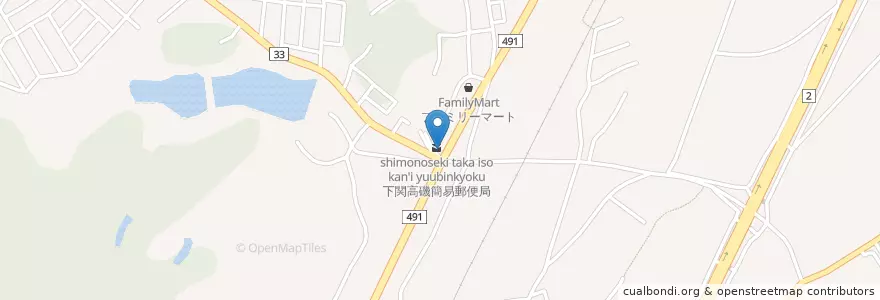 Mapa de ubicacion de 下関高磯簡易郵便局 en Jepun, 山口県, 下関市.