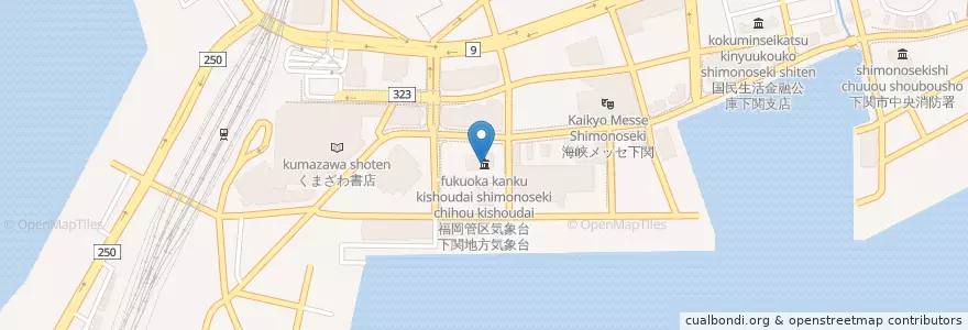 Mapa de ubicacion de 中国財務局山口財務事務所下関出張所 en 日本, 山口县, 下关市.