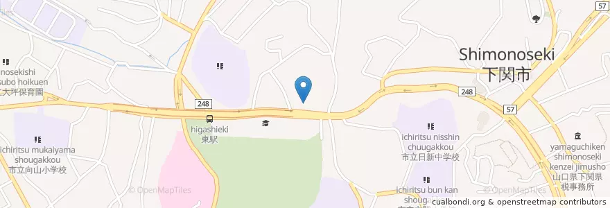 Mapa de ubicacion de 国立病院機構関門医療センター en Japan, 山口県, 下関市.