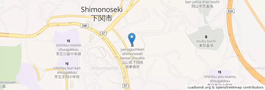 Mapa de ubicacion de 山口県下関児童相談所 en 日本, 山口県, 下関市.