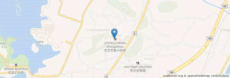 Mapa de ubicacion de 市立常盤小学校 en ژاپن, 山口県, 宇部市.